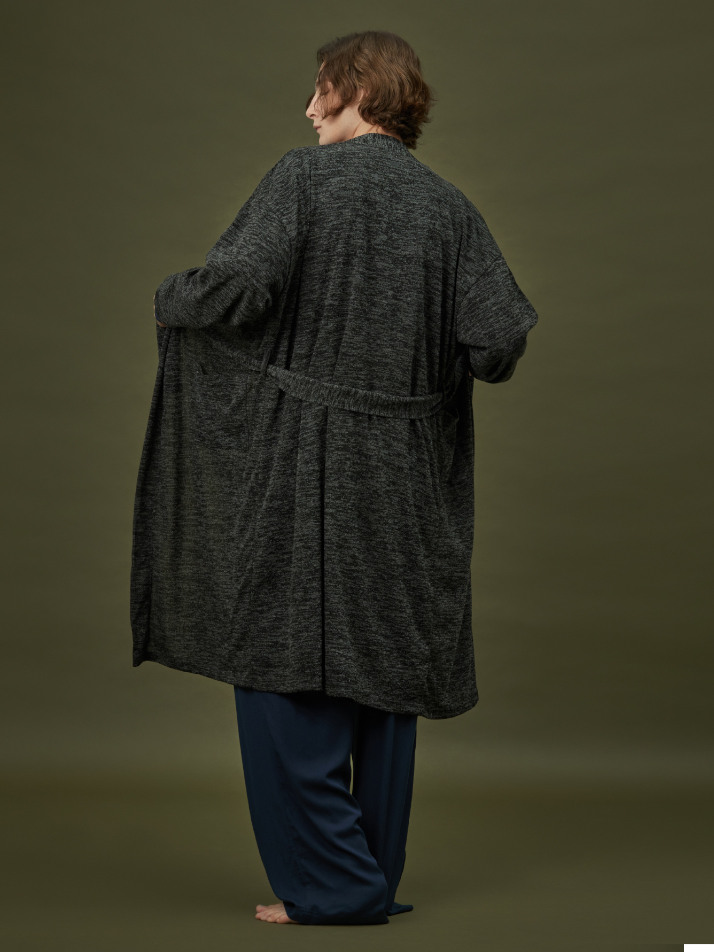 CLASSIC KNIT LONG ROBE_grey black (men)