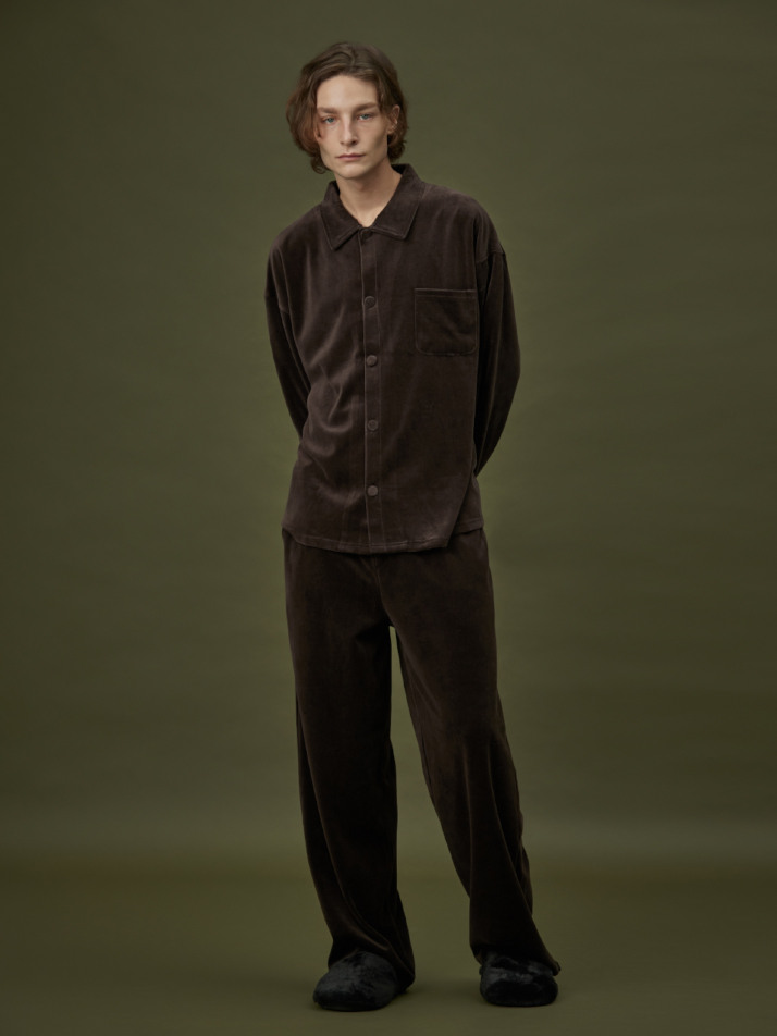 VELOUR PAJAMA SET_double brown (men)