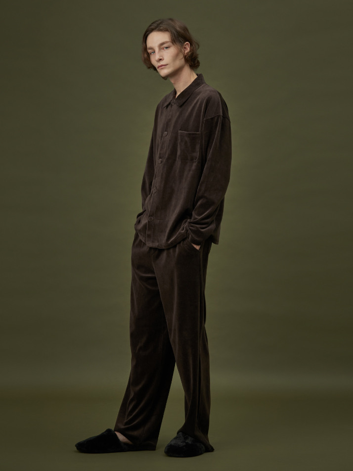 VELOUR PAJAMA SET_double brown (men)