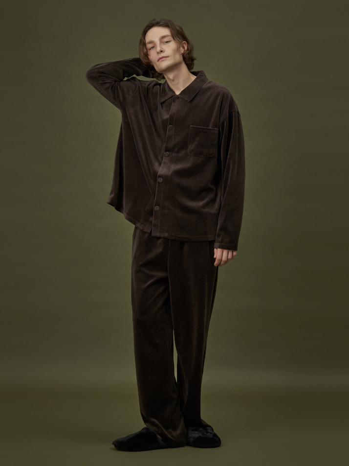 VELOUR PAJAMA SET_double brown (men)