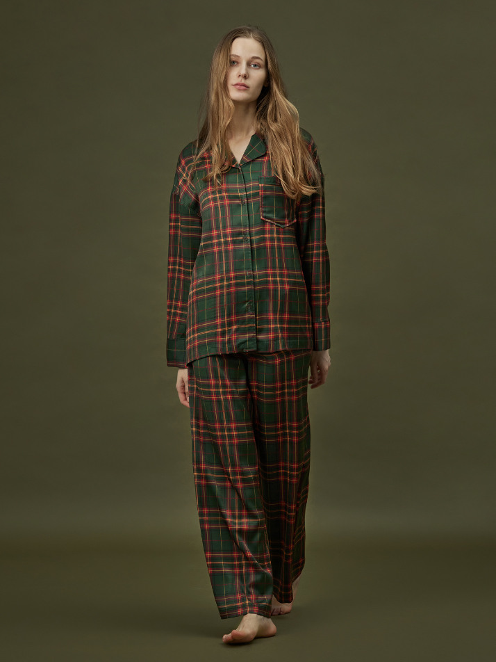 CLASSIC ROUND PAJAMA SET_holly check