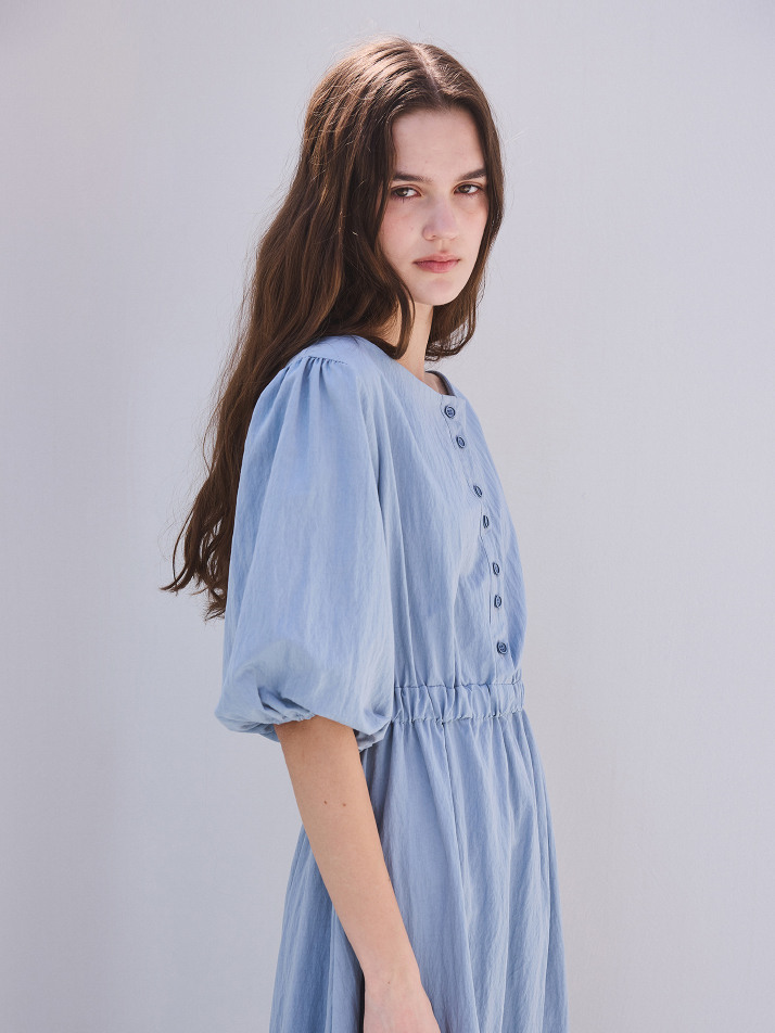 BALLOON CUT-OUT DRESS_steel blue