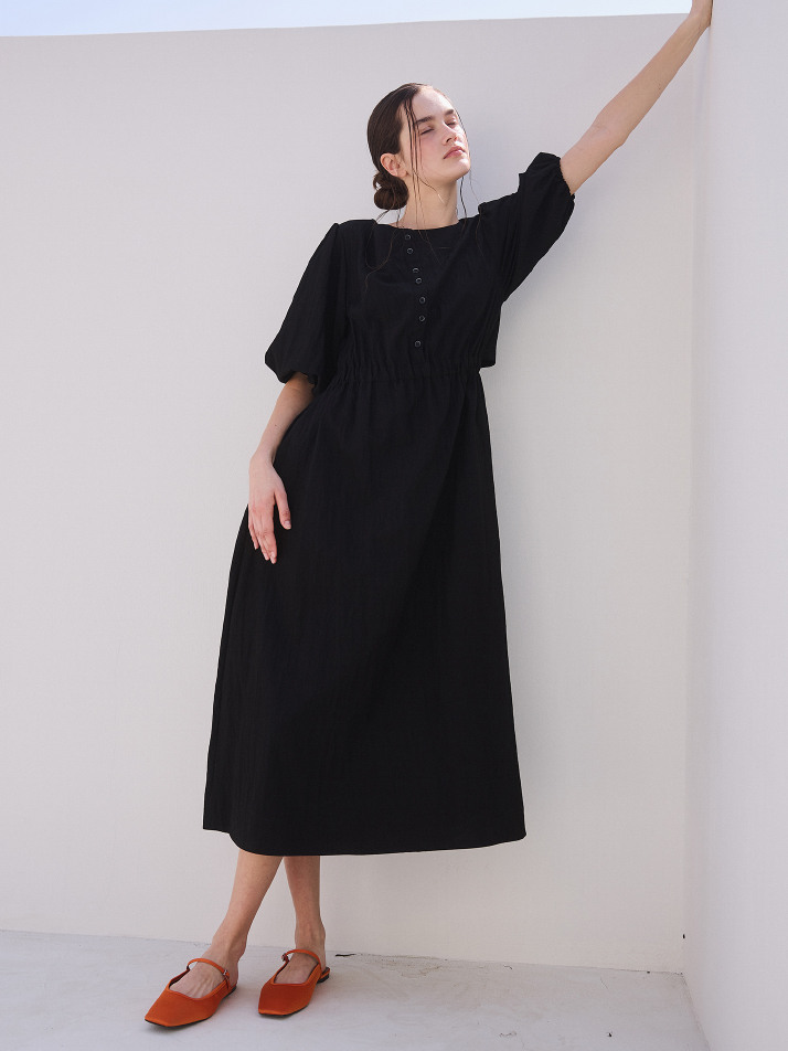 BALLOON CUT-OUT DRESS_black