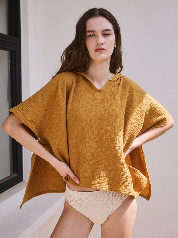 BEACH HOOD CAPE_mustard (women)