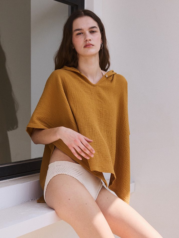 BEACH HOOD CAPE_mustard (women)