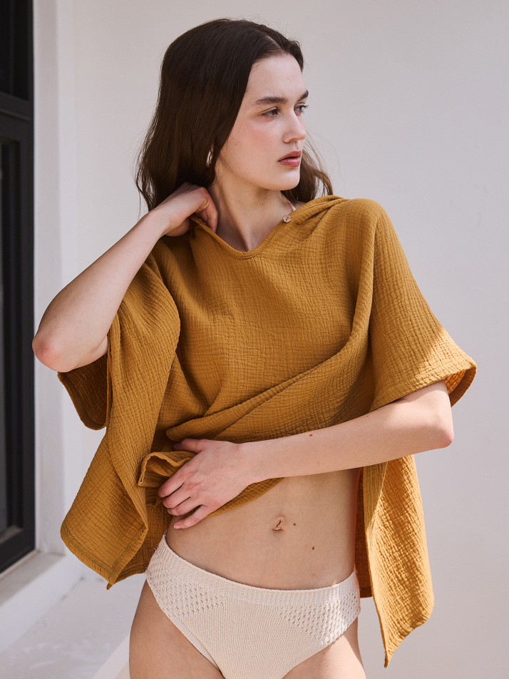 BEACH HOOD CAPE_mustard (women)