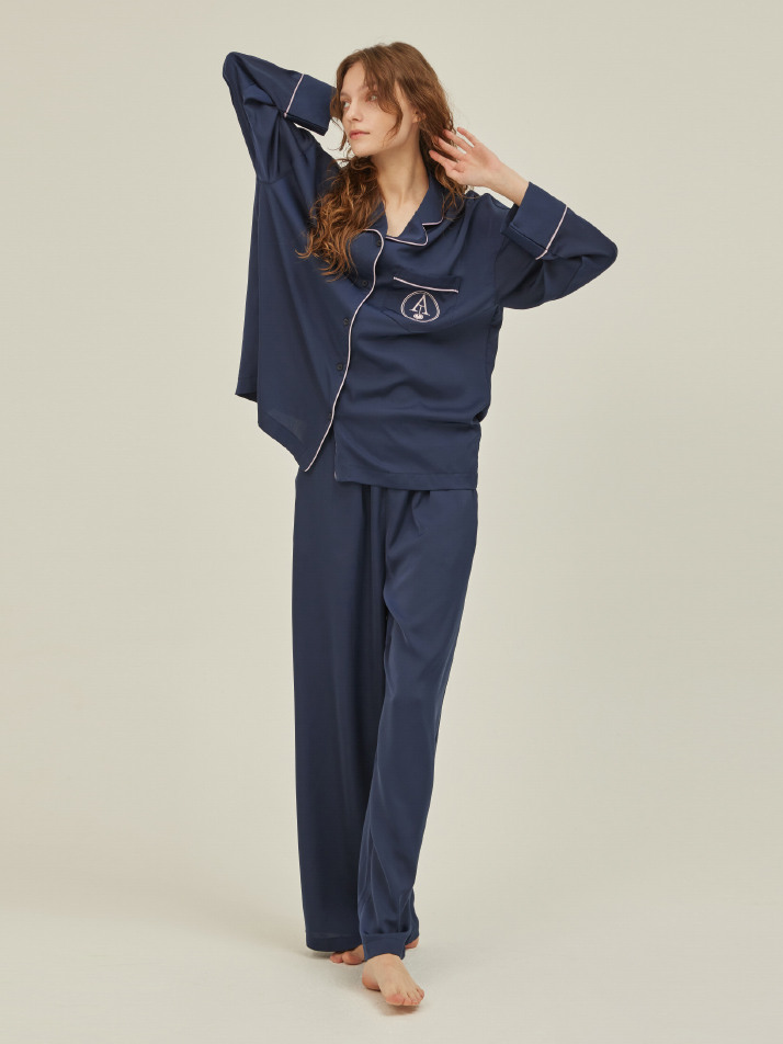 CLASSIC ROUND PAJAMA SET_royal navy