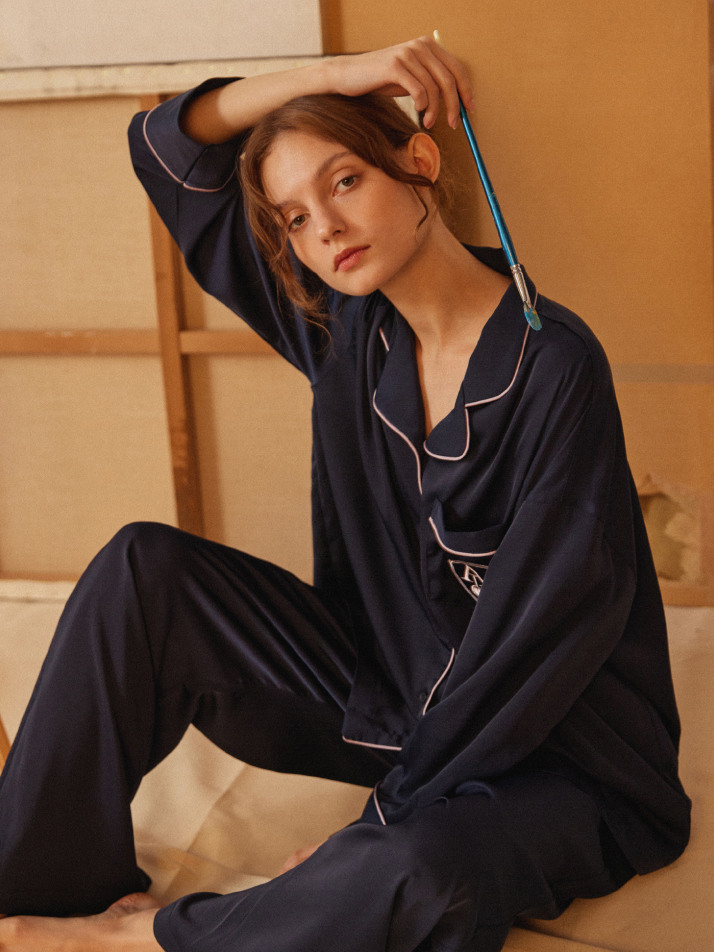 CLASSIC ROUND PAJAMA SET_royal navy