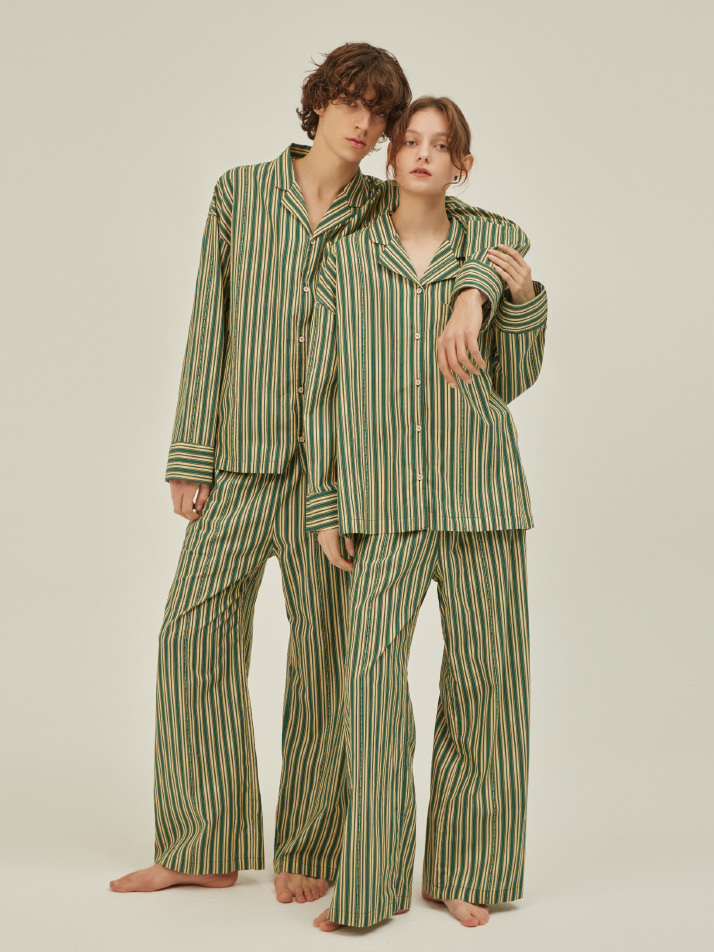 CLASSIC PAJAMA COUPLE SET_day stripe (cotton)