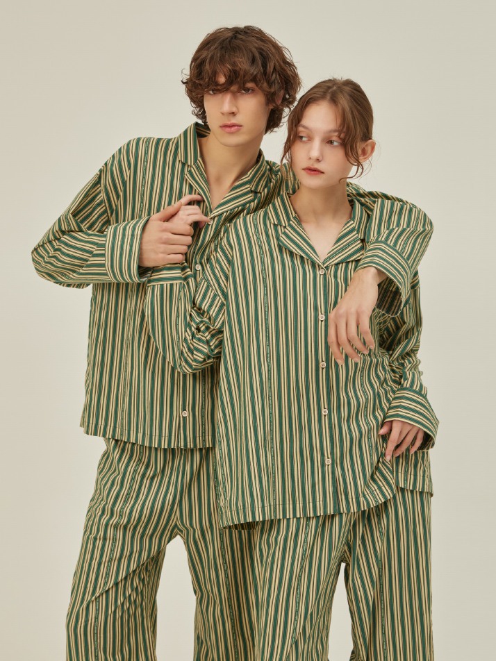 CLASSIC PAJAMA COUPLE SET_day stripe (cotton)