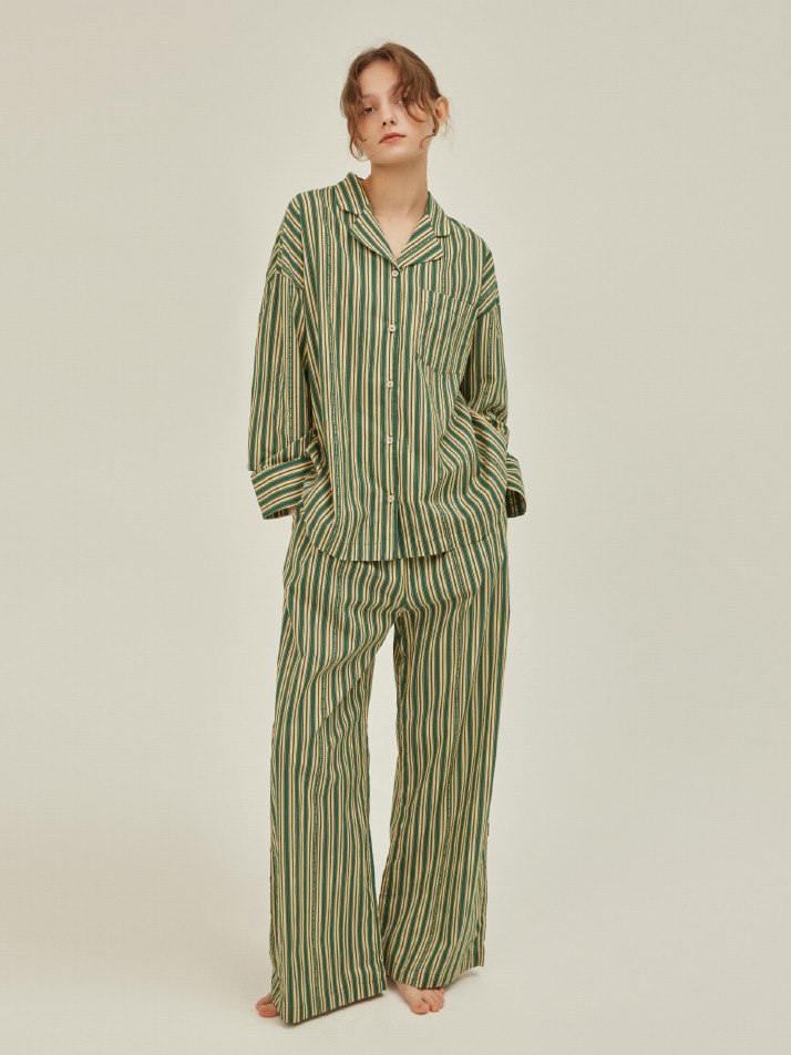 CLASSIC PAJAMA COUPLE SET_day stripe (cotton)