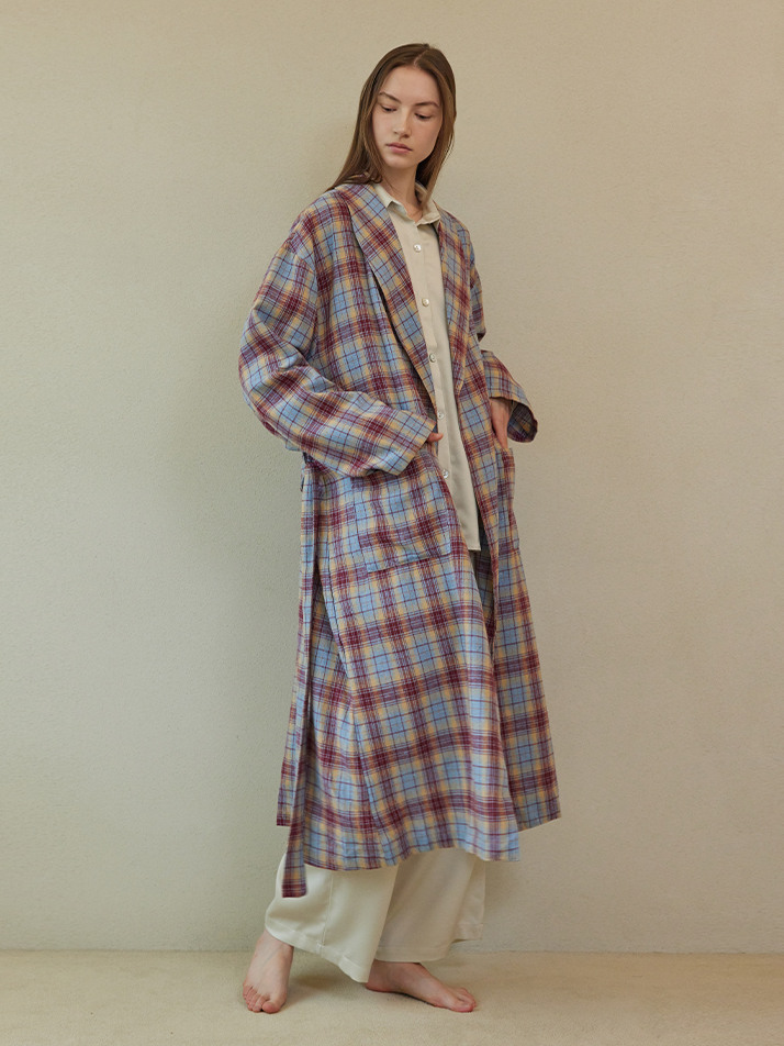 CLASSIC LONG ROBE_whisper check (women)