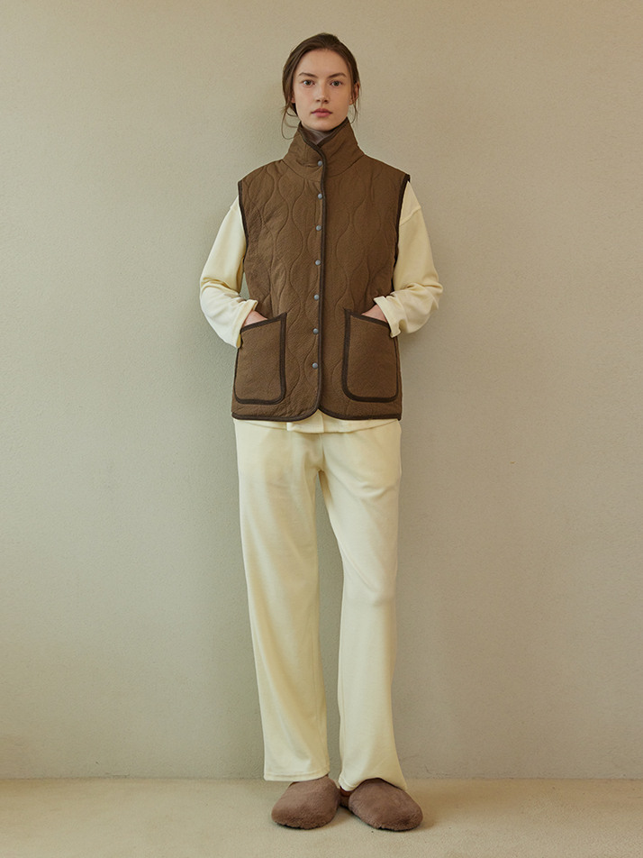 QUILTING PADDING VEST_brown (women)