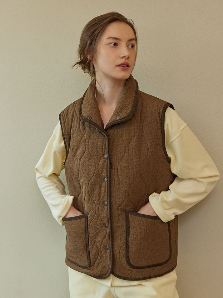 QUILTING PADDING VEST_brown (women)