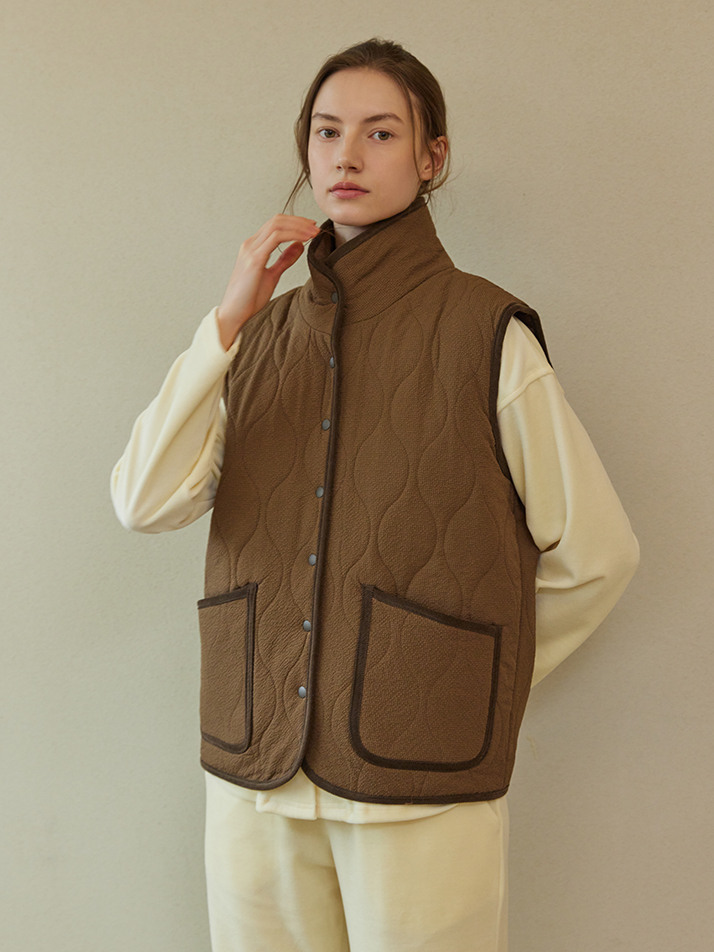 QUILTING PADDING VEST_brown (women)