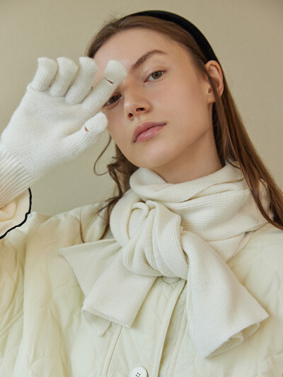 WOOL KNIT GLOVES_ivory