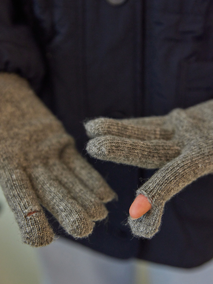 WOOL KNIT GLOVES_grey