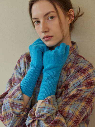 WOOL KNIT GLOVES_pure blue