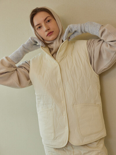 WOOL KNIT  GLOVES_ivory blue