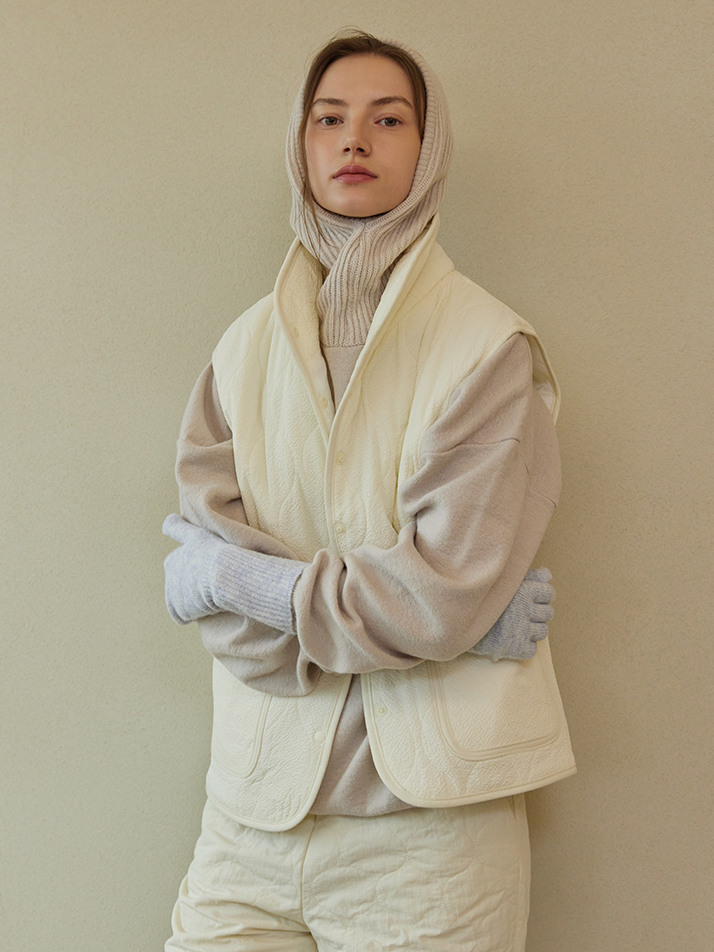 WOOL KNIT  GLOVES_ivory blue