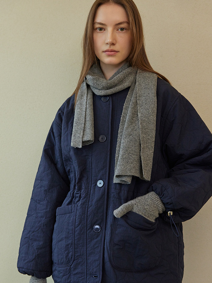 WOOL KNIT MUFFLER&GLOVES SET_grey