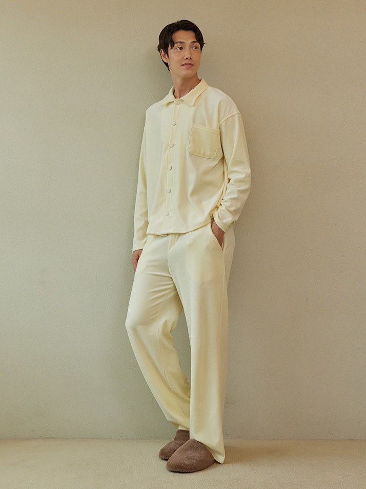 VELOUR PAJAMA SET_cream (men)