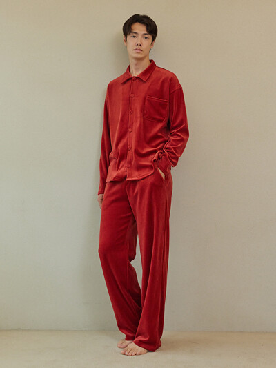 VELOUR PAJAMA SET_carmine red (men)