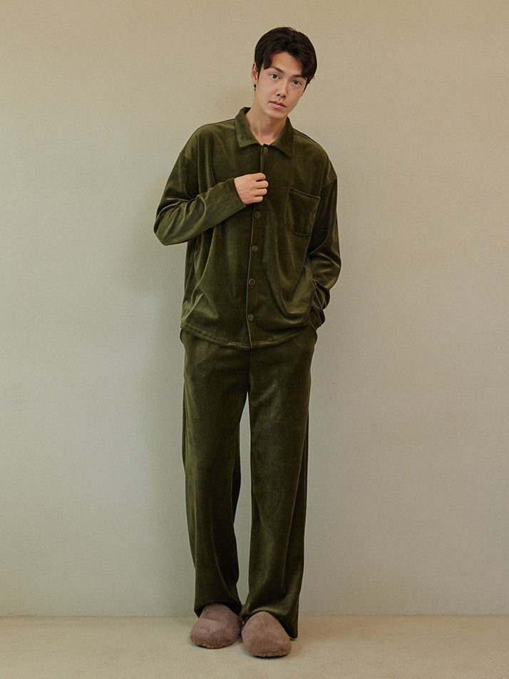 VELOUR PAJAMA SET_olive (men)