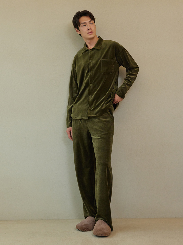 VELOUR PAJAMA SET_olive (men)