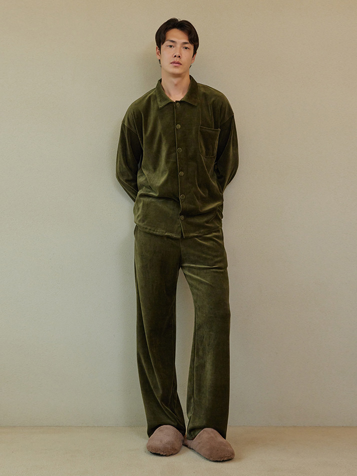 VELOUR PAJAMA SET_olive (men)