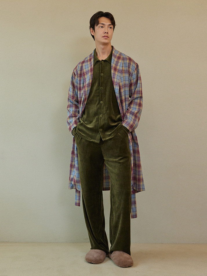 VELOUR PAJAMA SET_olive (men)