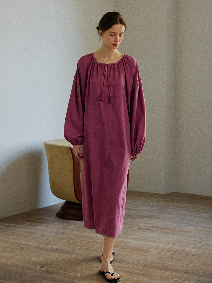 TESSEL VOLUME LONG ONEPIECE_rose purple