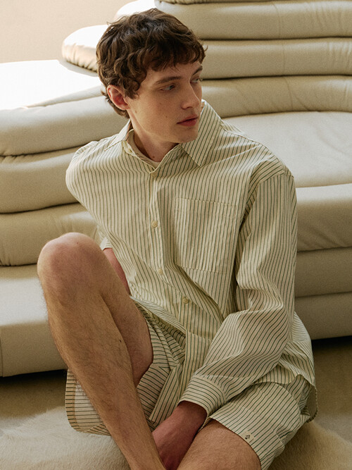 STRIPE PAJAMA SET_green ivory (man)