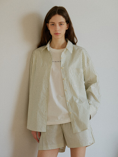 STRIPE PAJAMA SET_green ivory (woman)