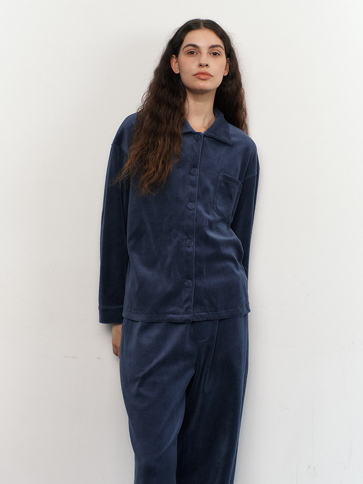 VELOUR PAJAMA SET_navy (women)