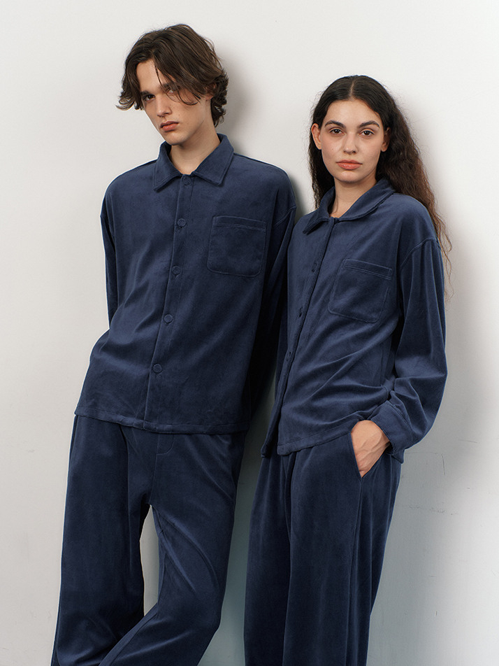 VELOUR PAJAMA SET_navy (women)