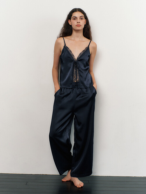 LACE SLIP PAJAMA SET_navy