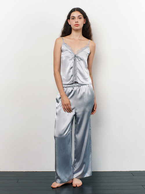 LACE SLIP PAJAMA SET_silver blue