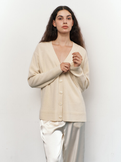 RACCOON WOOL KNIT CARDIGAN_cream