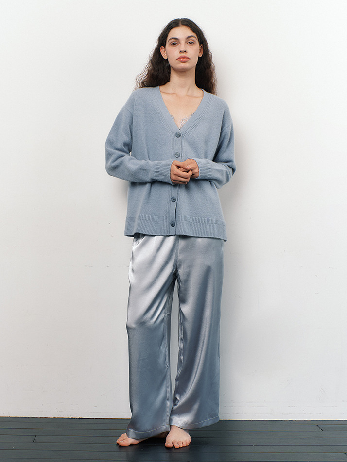 RACCOON WOOL KNIT CARDIGAN_fog blue