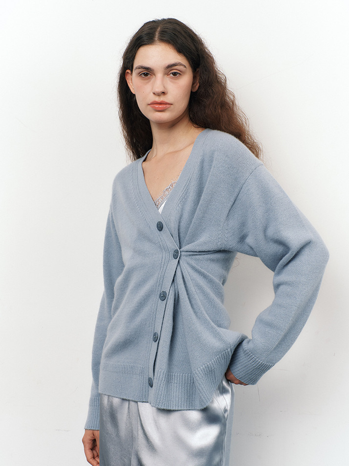RACCOON WOOL KNIT CARDIGAN_fog blue