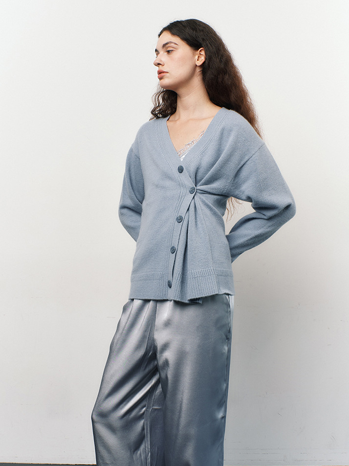 RACCOON WOOL KNIT CARDIGAN_fog blue