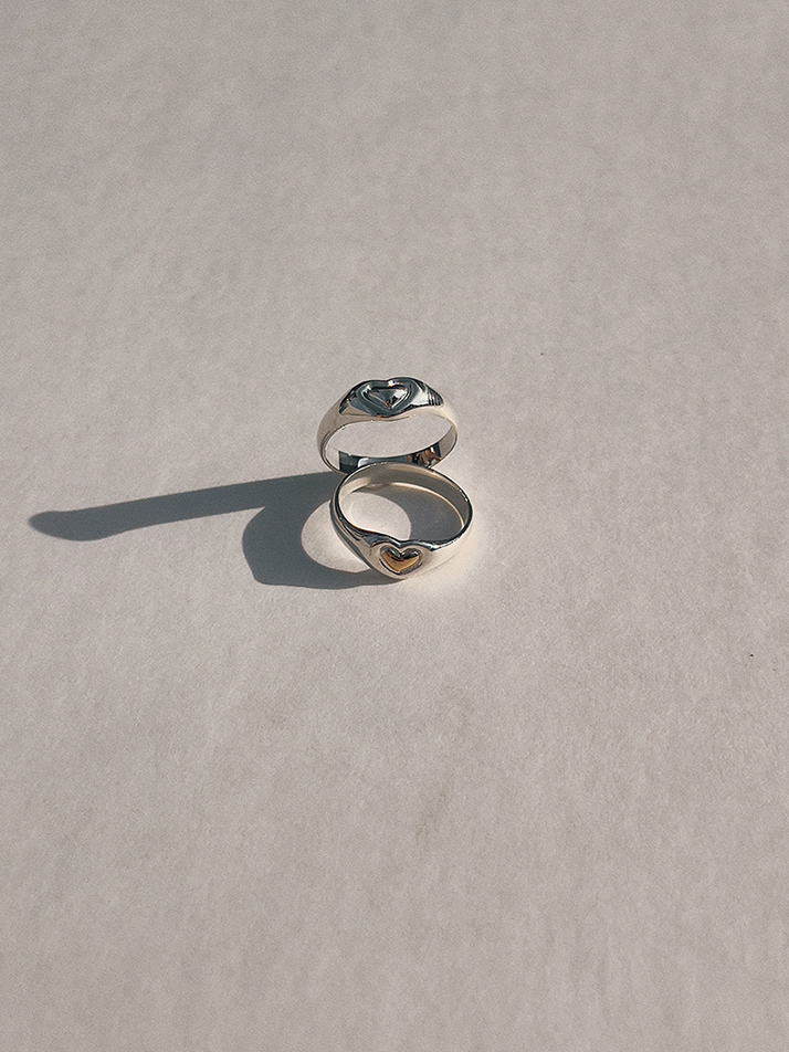 비먼트 [B. Emboss Heart ring . 2Type]