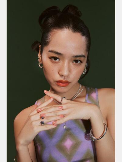 HUSTAD 229 Mushroom Dia Ring _ 925 실버 & 레드 크리스탈 버섯 다이아 반지