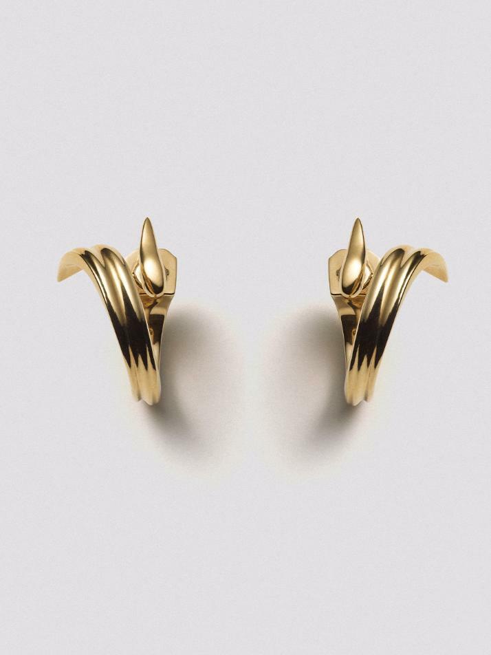 HUSTAD 242 Gold Flower Leaf Earring_ 925 실버 / 14k 골드 이어링