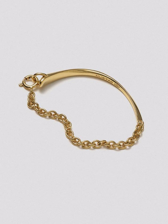 HUSTAD 243 Gold Leaf Line Bracelet_ 925 실버 /14k 골드 브레이슬렛