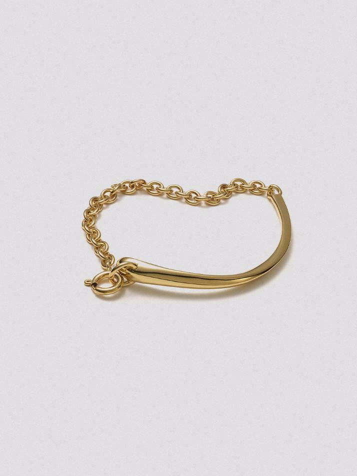 HUSTAD 243 Gold Leaf Line Bracelet_ 925 실버 /14k 골드 브레이슬렛