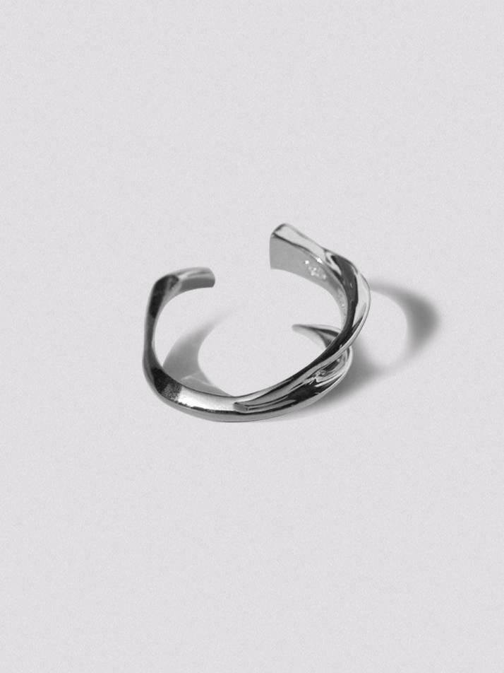 HUSTAD 245 Flower Leaf Open Ring_ 925 실버 프라워 오픈 링