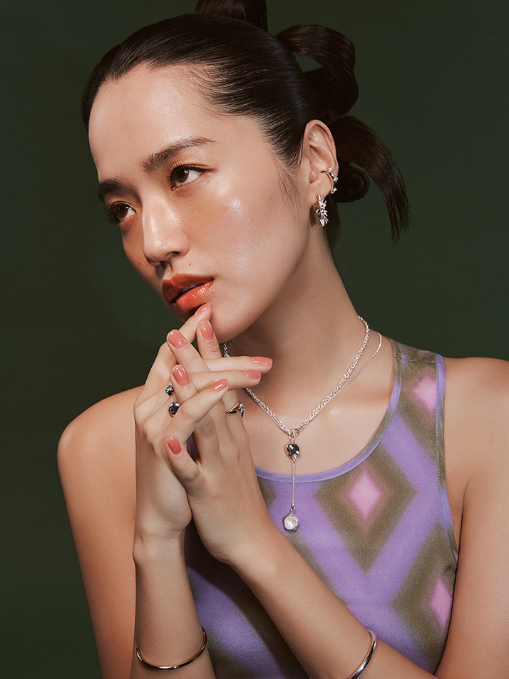 HUSTAD 228 Line Bracelet_ 925 실버 & 14k 골드 브레이슬렛