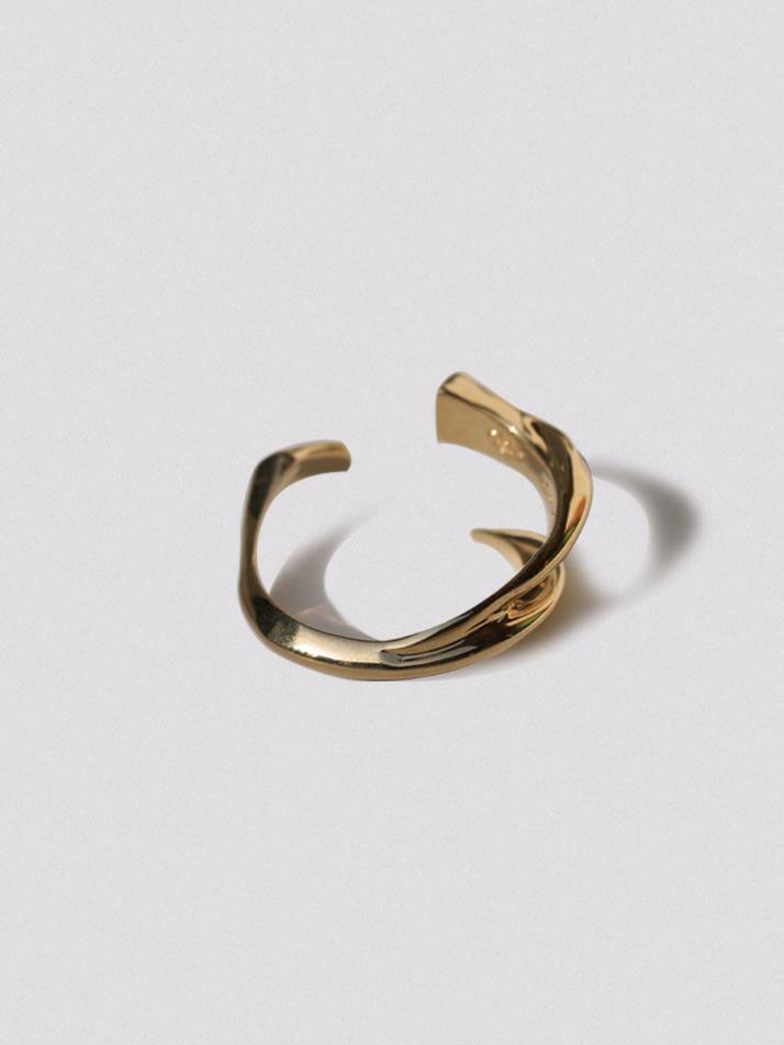 HUSTAD 245 Flower Leaf Gold Open Ring_ 925 실버 / 14k 골드 플라워 오픈 링